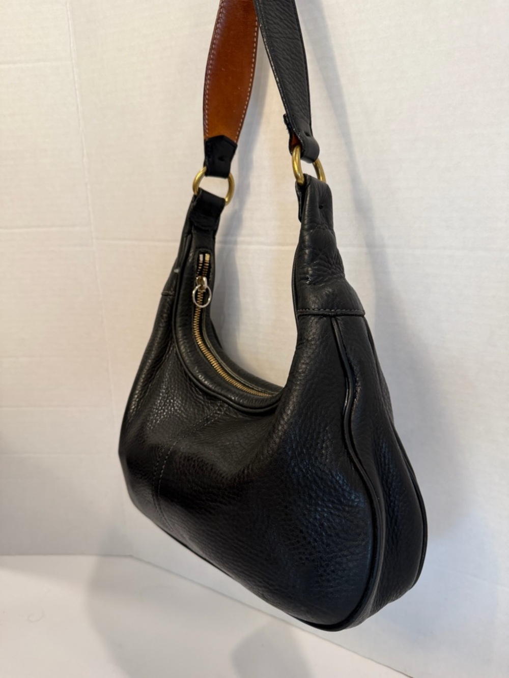 Rare vintage coach Black Leather Hobo Shoulder Bag call outs in photos Y2K - Picture 3 of 7
